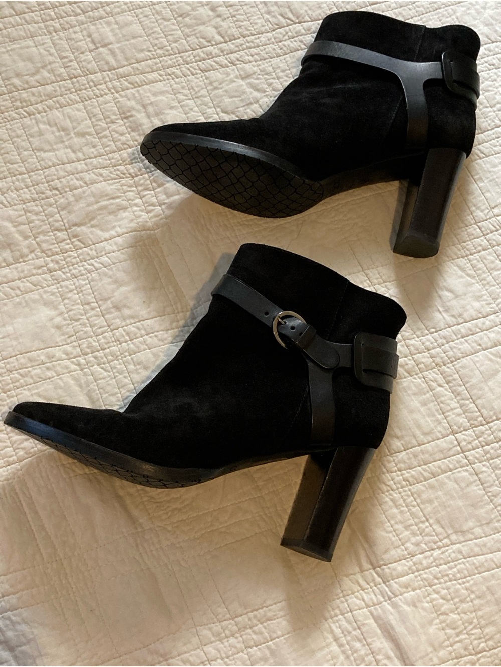 Jimmy Choo Black Suede Ankle Boots with Buckle Harness Size 38 EUC